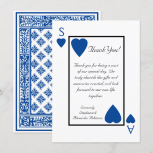 Cartes de Remerciement Mariage Vegas Bleue