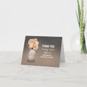 Cartes de remerciement mignon pot Mason peint pêch