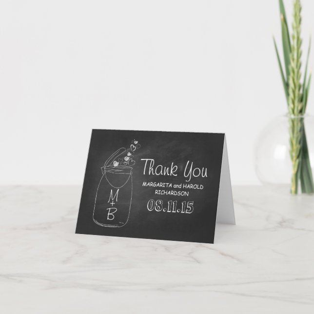cartes de remerciement mignonnes en pot de maçon t (Devant)