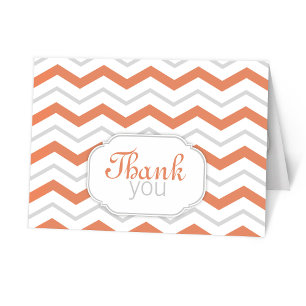 Cartes de remerciement modernes chevron orange gri