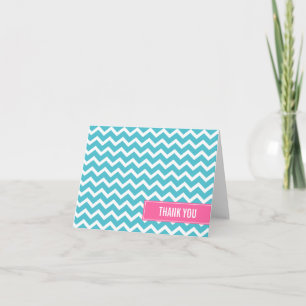 Cartes de remerciement motif chevrons sarcelle