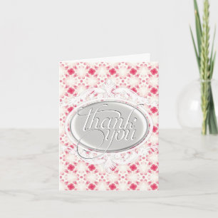 Cartes de remerciement motif rose corail et blanc