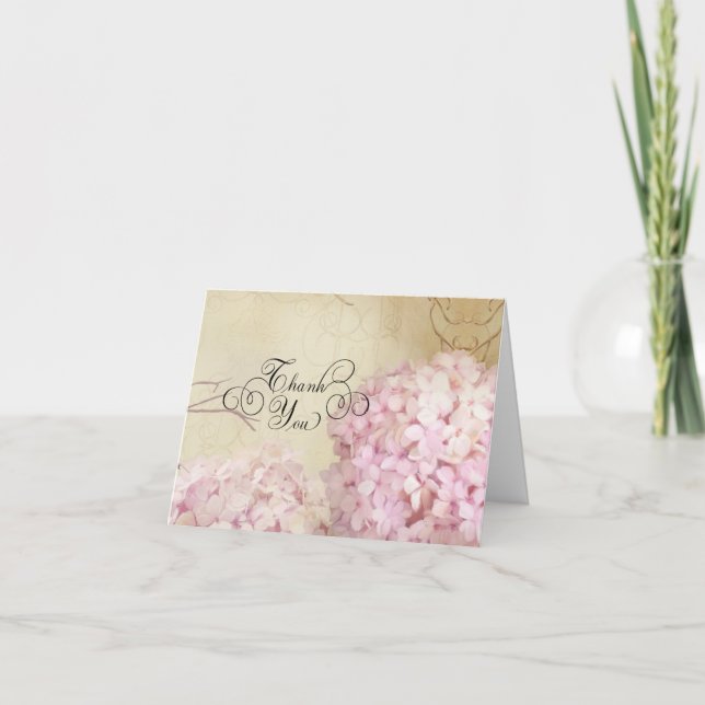 Cartes de remerciement Notecard Hortensia rose blu (Devant)