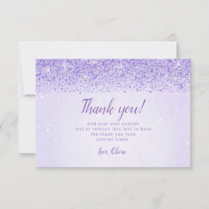 Cartes de remerciement Paillettes Violettes Glam