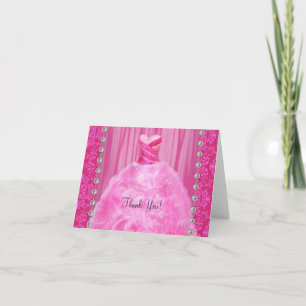 Cartes de remerciement perles rose vif Robe de soi