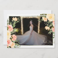Cartes de remerciement photo avec cadre de roses j