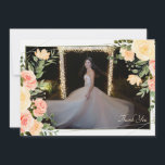 Cartes de remerciement photo encadrées de roses ja<br><div class="desc">Une belle aquarelle florale présentant des roses jaunes et pêche. Il suffit d'ajouter votre photo préférée pour la rendre vôtre. Espace ample au dos pour vos sentiments. (Vecteur créé par asrulaqroni - www.freepik.com). La carte est facile à personnaliser avec votre texte, police, couleur de police, options de forme de papier...</div>