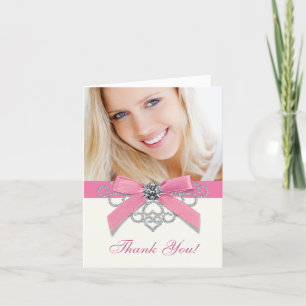 Cartes de remerciement photo rose White Diamonds