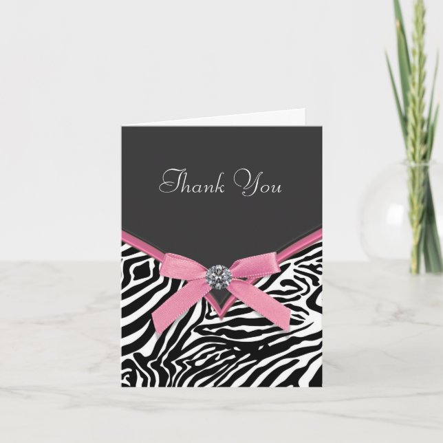 Cartes de remerciement Pink Zebra (Devant)