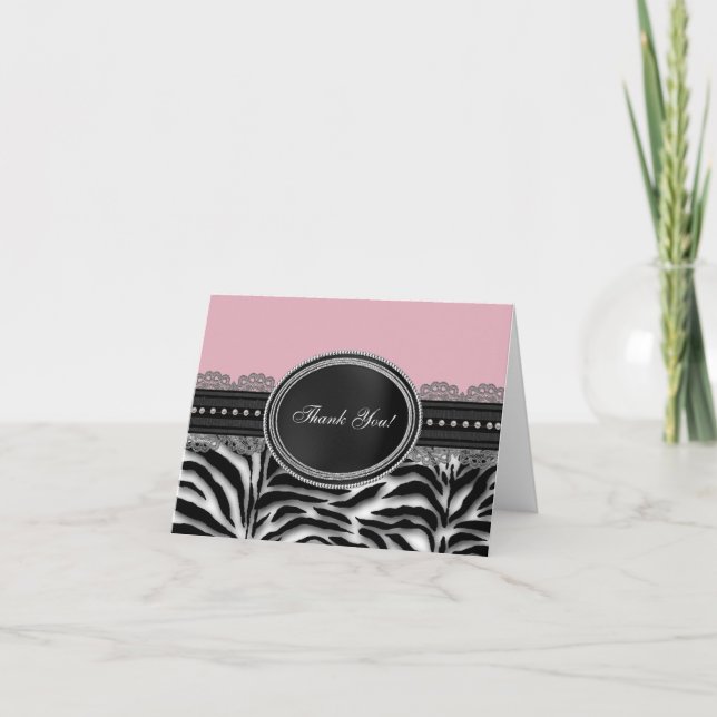 Cartes de remerciement Pink Zebra (Devant)