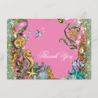 Cartes de remerciement plates Fille sous la mer