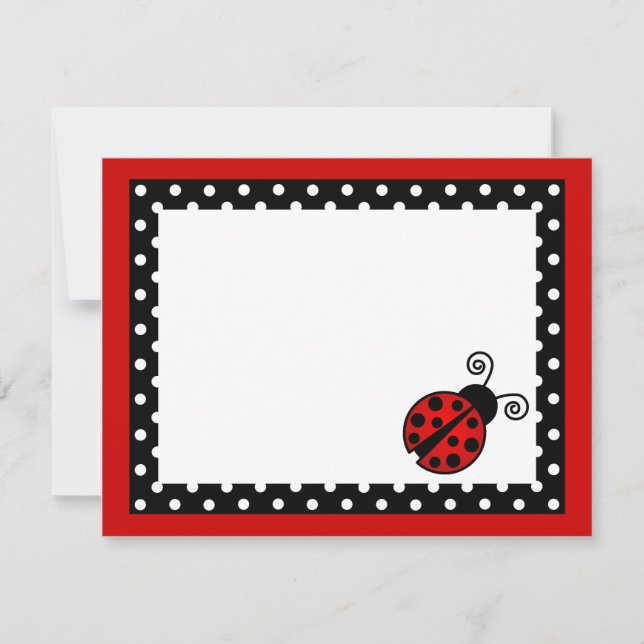 Cartes de remerciement plates Ladybug rouge mignon (Devant)
