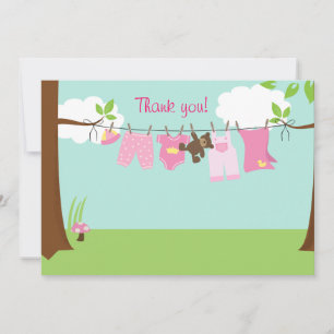 Cartes de remerciement plates pour bébé (fille)