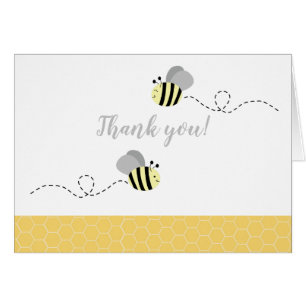 Cartes de remerciement pliées abeilles bourdon gri