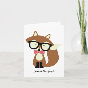 Cartes de remerciement pliées Bow Tie Hipster Fox