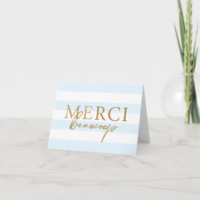 Cartes de remerciement pliées Merci avec des rayur (Devant)