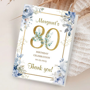 Cartes de remerciement pliées pour fête des 80 ans