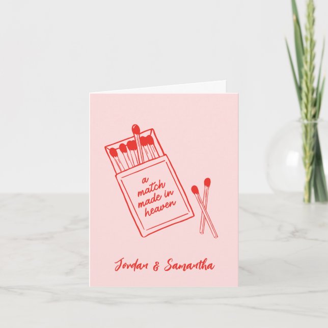 Cartes de remerciement pliées roses Un mariage fai (Devant)