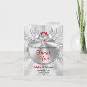 Cartes de remerciement pour 25 ans d'anniversaire