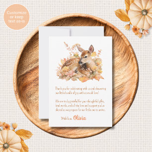 Cartes de remerciement pour Baby Shower Cerf Thème