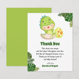 Cartes de remerciement pour Baby Shower Dinosaure 