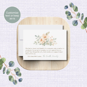 Cartes de remerciement pour Baby Shower Fleurs aqu