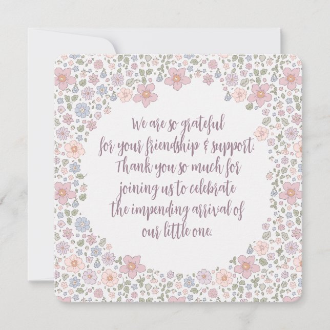 Cartes de remerciement pour Baby Shower Floral Dit (Devant)