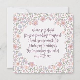 Cartes de remerciement pour Baby Shower Floral Dit
