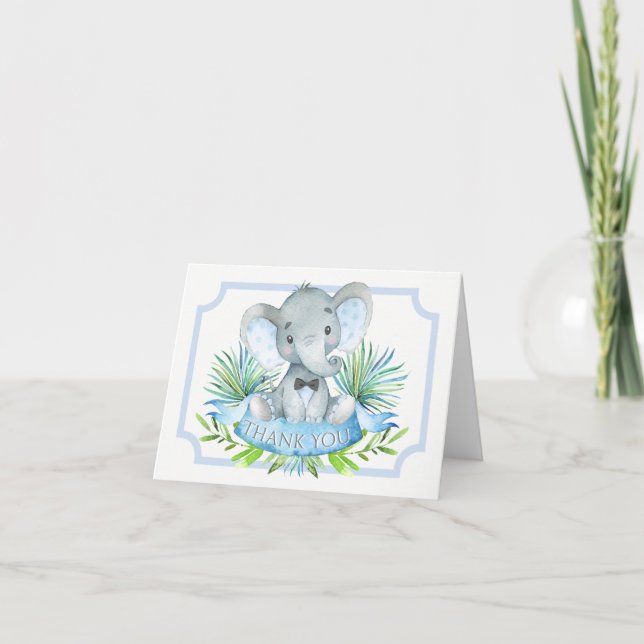 Cartes de remerciement pour Baby Shower Garçon Élé (Devant)