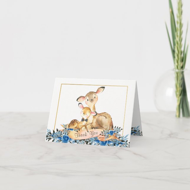Cartes de remerciement pour Baby Shower Garçon Woo (Devant)