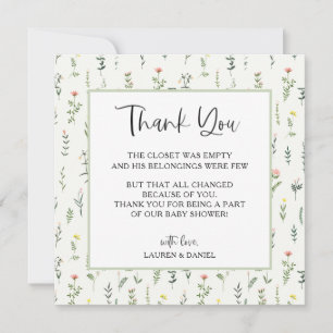 Cartes de remerciement pour Baby Shower Garden Wil