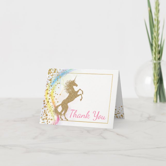 Cartes de remerciement pour Baby Shower Licorne (Devant)