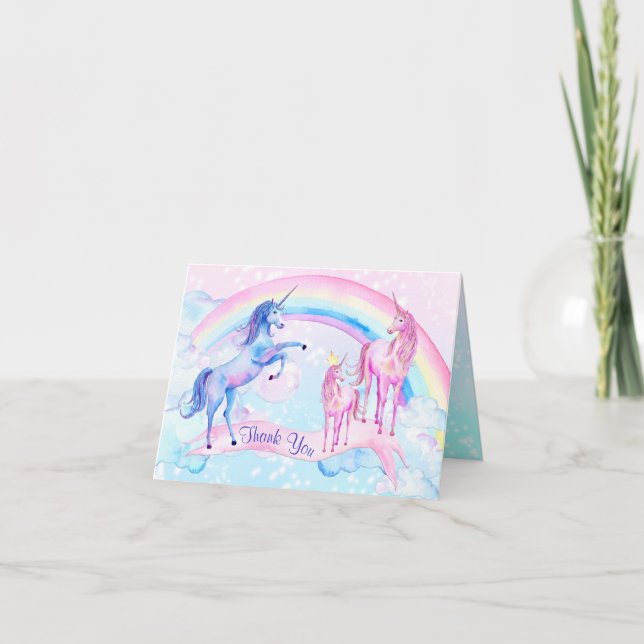Cartes de remerciement pour Baby Shower Licorne (Devant)