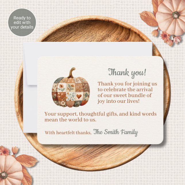 Cartes de remerciement pour Baby Shower Patchwork  (Créateur téléchargé)