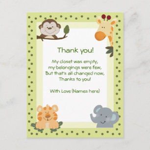 Cartes de remerciement pour Baby Shower sur les an