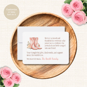 Cartes de remerciement pour Baby Shower Thème Cowg