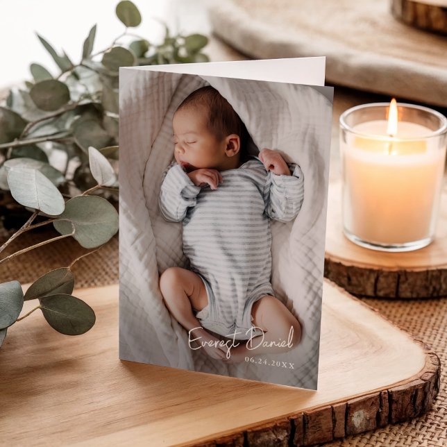 Cartes de remerciement pour bébé avec nom en écrit (Simple Script Photo Baby Thank You Cards.)