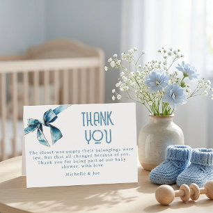 Cartes de remerciement pour bébé en jean bleu pour