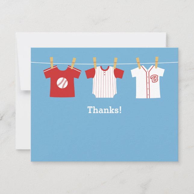 Cartes de remerciement pour bébé garçon thème base (Devant)