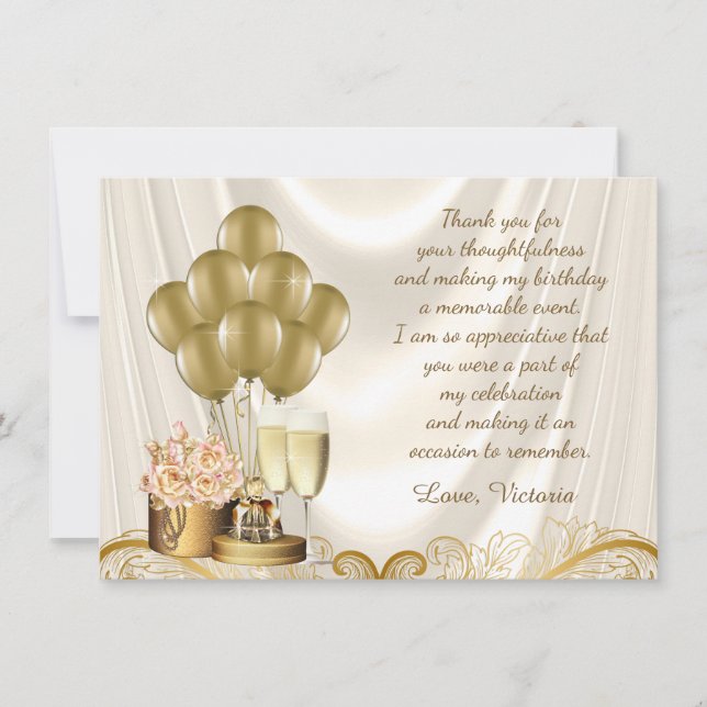 Cartes de remerciement pour fête d'anniversaire en (Devant)