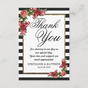 Cartes de remerciement pour les Roses et l'or