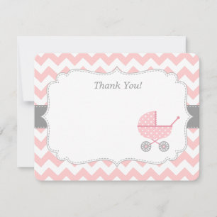 Cartes de remerciement pour poussette chevron rose