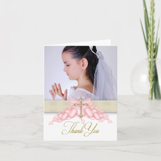 Cartes de remerciement pour première communion ave (Devant)