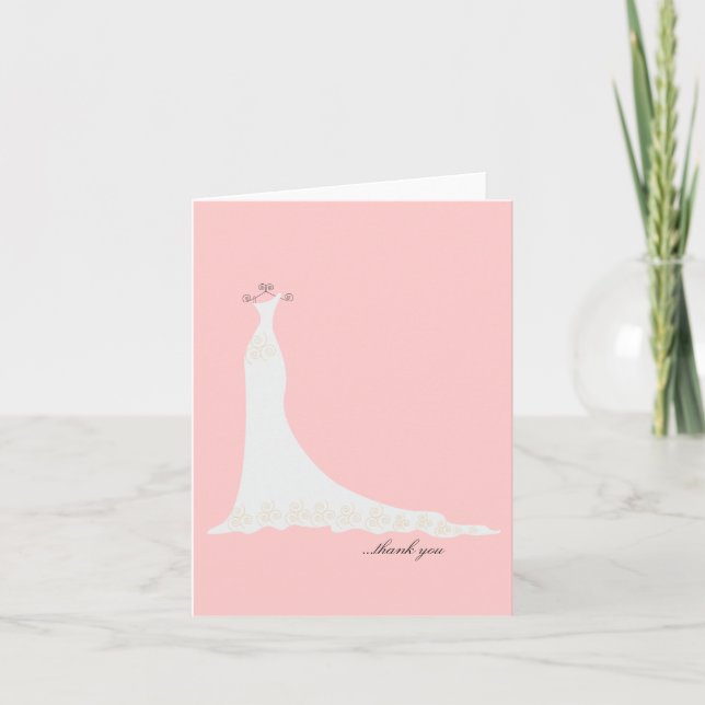 Cartes de remerciement pour robe de mariée {Pêche} (Devant)
