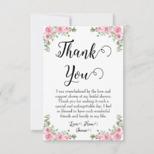 Cartes de remerciement pour une baby shower rose s