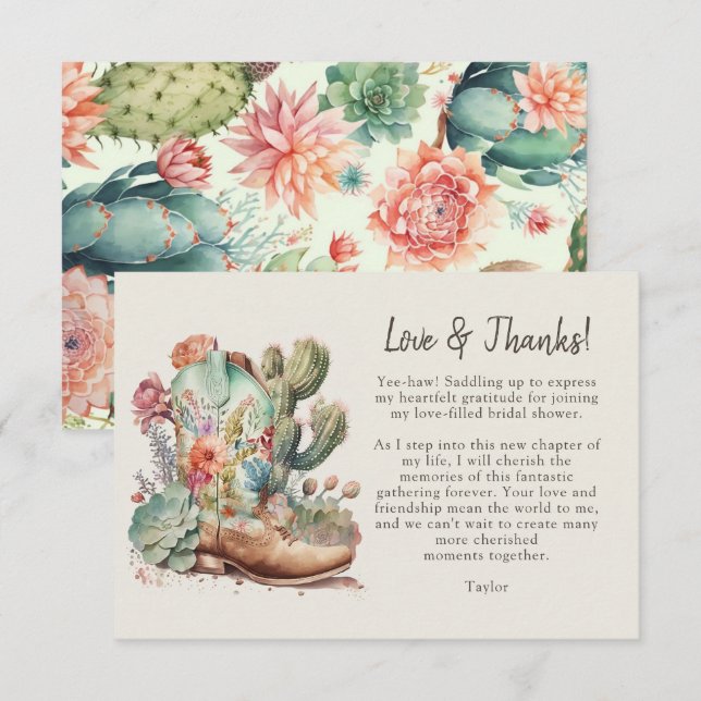 Cartes de remerciement pour une fête de mariage Bo (Devant / Derrière)