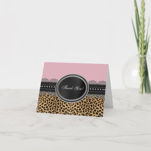 Cartes de remerciement Pretty Pink Leopard (Devant)