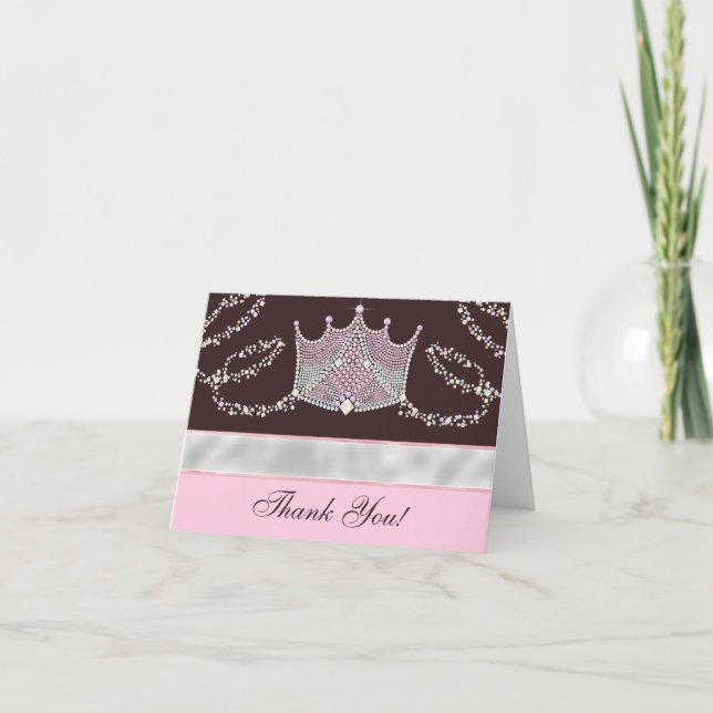 Cartes de remerciement Princesse Rose Marron (Devant)
