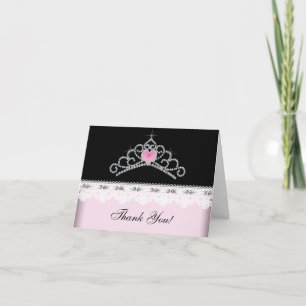 Cartes de remerciement Princesse Tiara Noir Rose