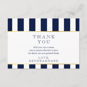 Cartes de remerciement rayures nautiques et marine